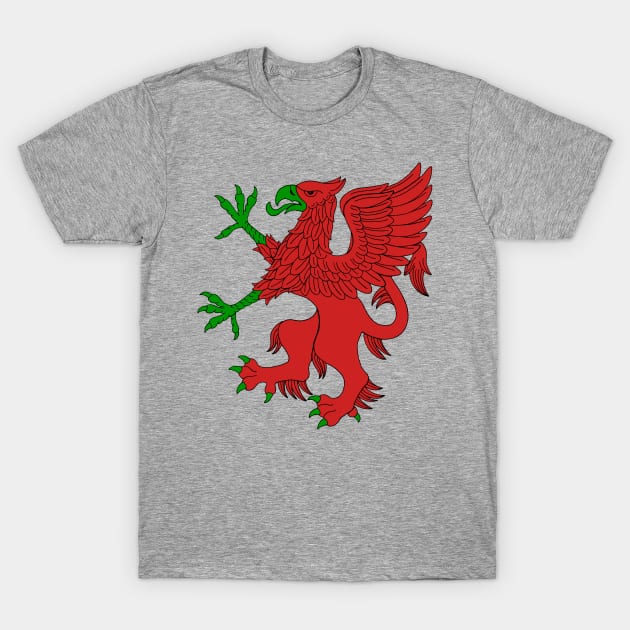 Griffin Rampant in Red and Green T-Shirt by AzureLionProductions